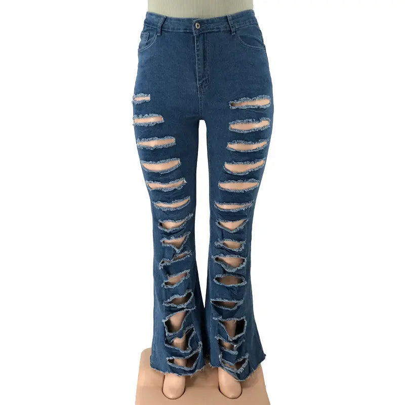 New Washing Trend Large Size Women's Torn Jeans JNi3 shop