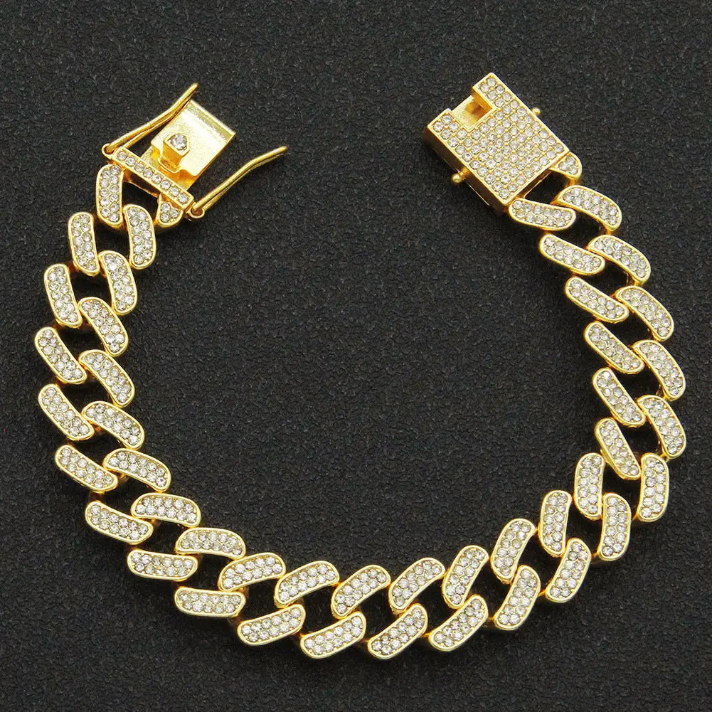 Men's Full Diamond Cuban Bracelet Bracelet JNi3 shop