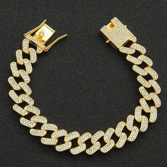 Men's Full Diamond Cuban Bracelet Bracelet JNi3 shop