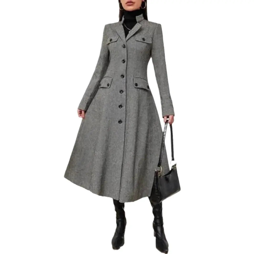 Women's Single-breasted Long-cut Coat JNi3 shop