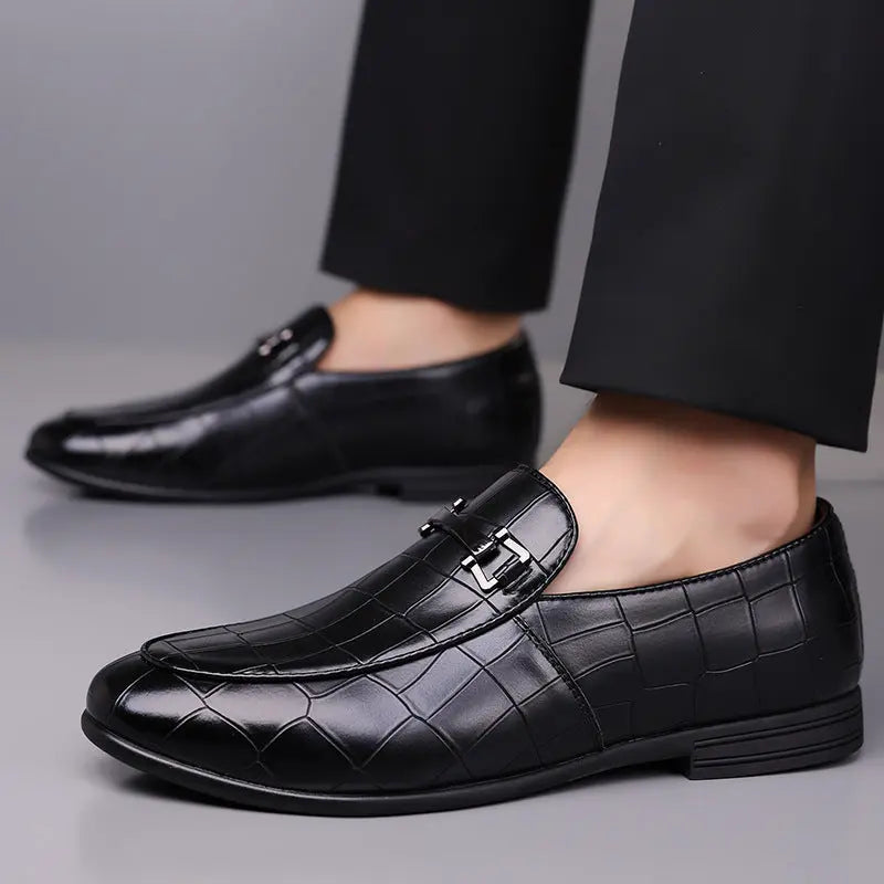 Men's Plaid Light Luxury Plus Size Rubber Sole Lightweight Leather Shoes Cjdropshipping