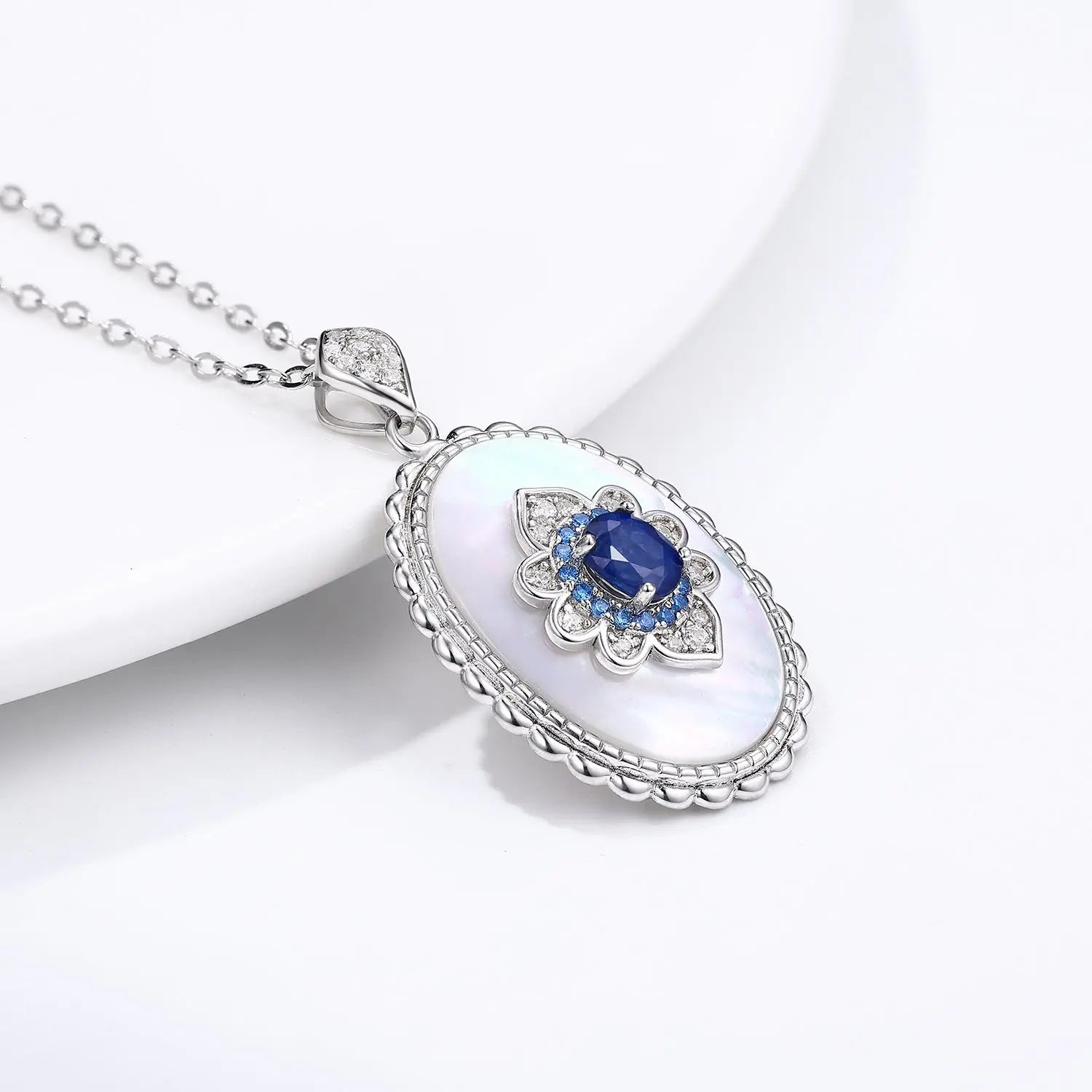 Sapphire Diamond Pendant 925 Sterling Silver Party Wedding Pendants Chain Necklace For Women Charm Jewelry - JNi3 shop