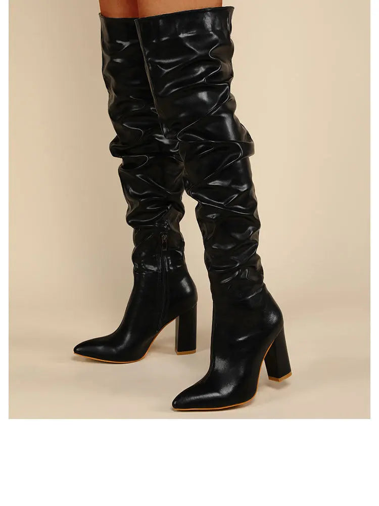 Chunky Heel High Zipper High Leg Boot JNi3 shop