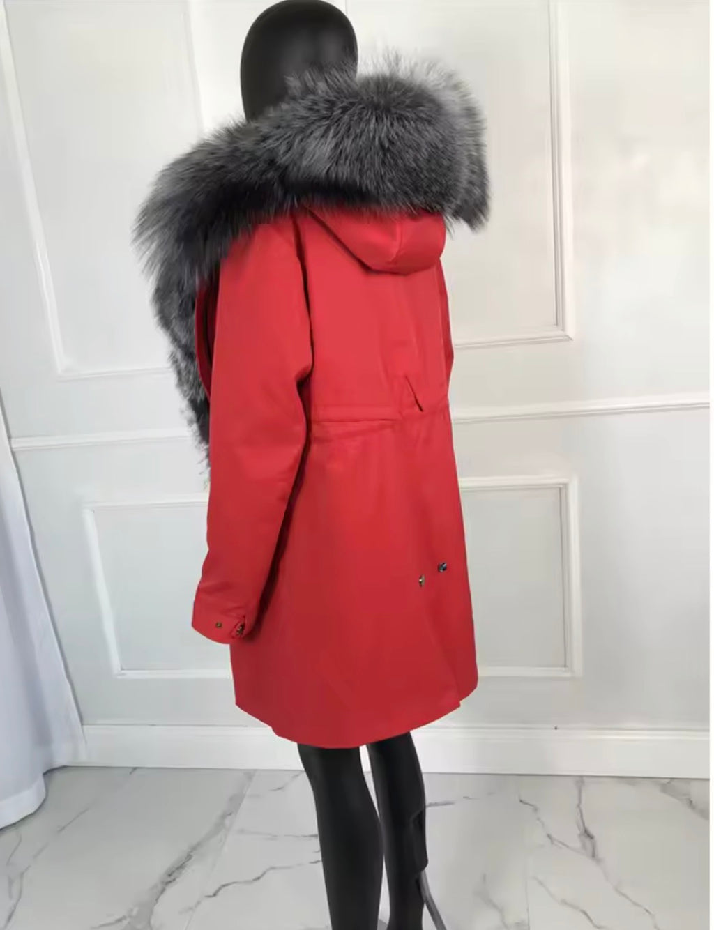 Luxury Real Fox Fur Trim Parka Jacket | Oversized Fur Hood Winter Coat