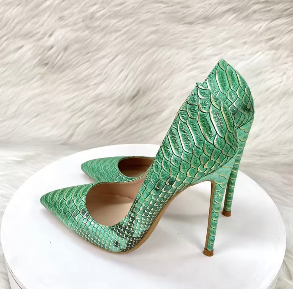 Luxury Snake Print Stiletto Pumps | Designer-Inspired Pointed Toe High Heels