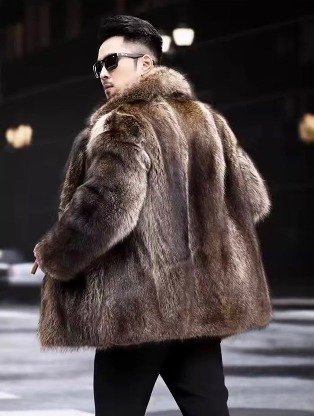 Men’s Faux Fur Coat – Winter Thick Warm Shaggy Overcoat, Vintage Lapel Collar Fluffy Jacket for Cold Weather