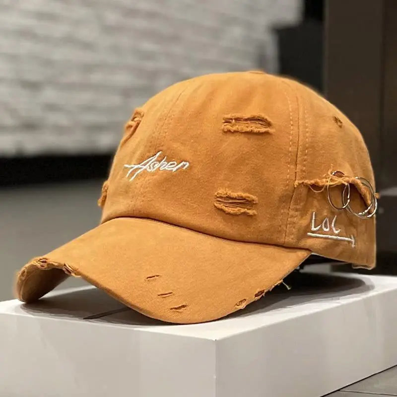 Korean Ins Retro Tattered Jeans Soft Peaked Cap Women Dropshipman