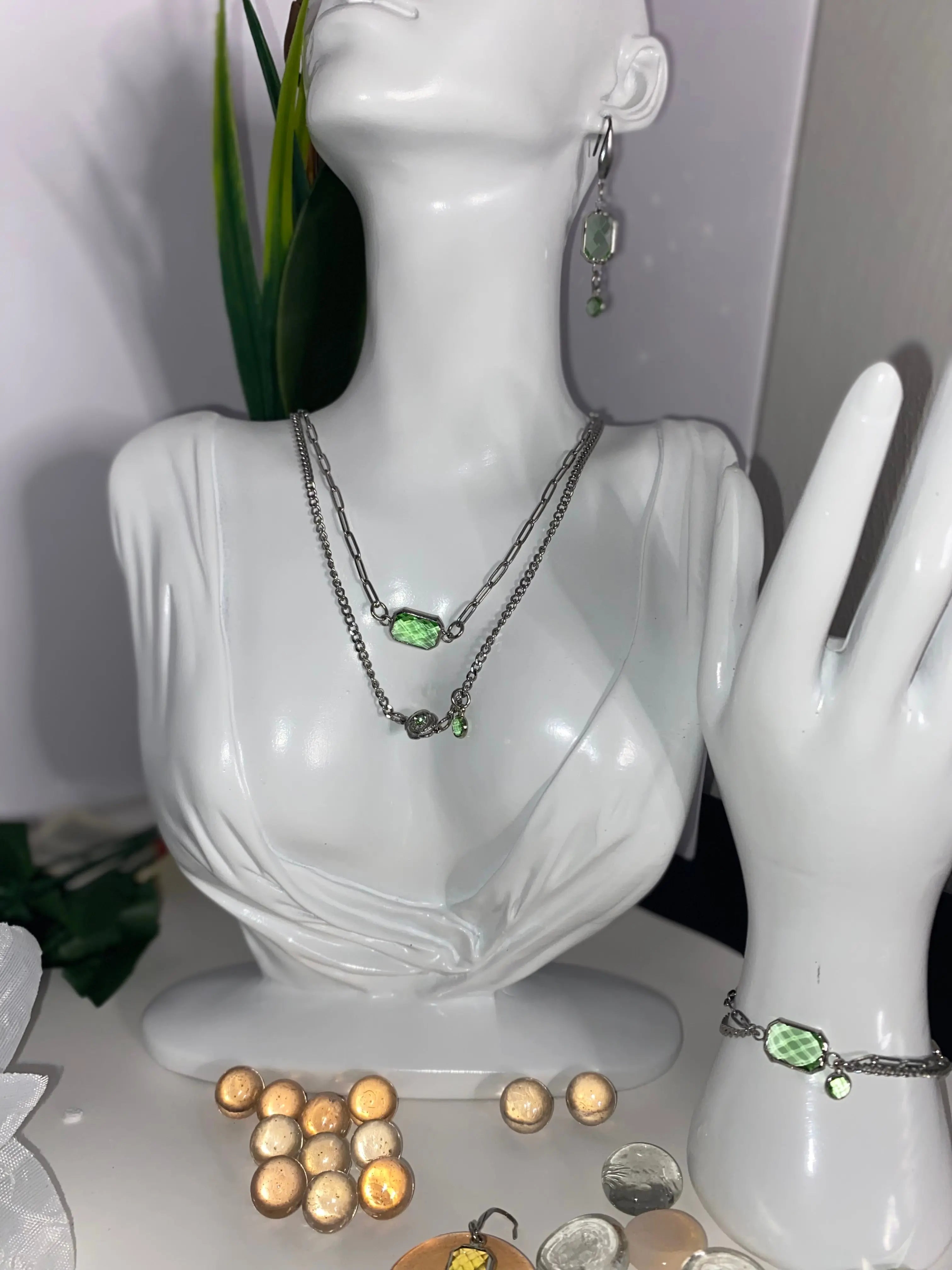 316 stainless steel Birth Month Pendant layered Necklace , Bracelet ,Earrings3pce set - JNi3 shop