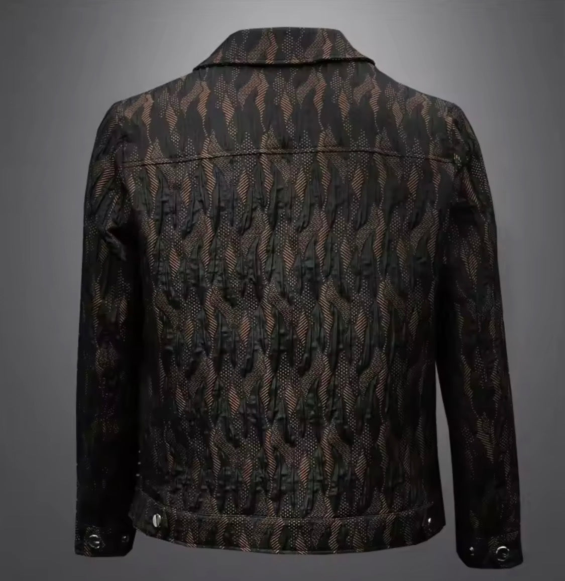 Men's Floral Jacquard Button-Up Casual Jacket with Pocket Details | Stylish Modern Statement Outerwear