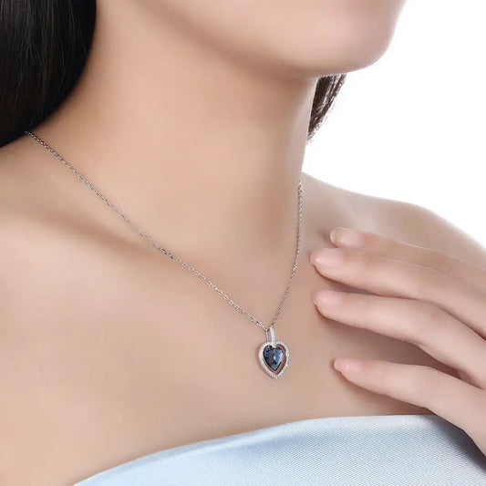 Crystal Necklace Female S925 Sterling Silver Diamond Heart - JNi3 shop