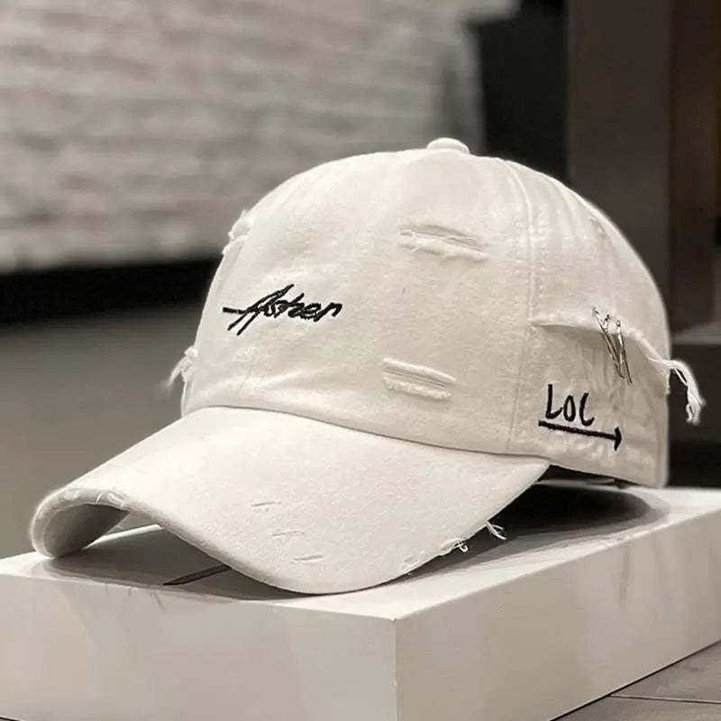 Korean Ins Retro Tattered Jeans Soft Peaked Cap Women Dropshipman