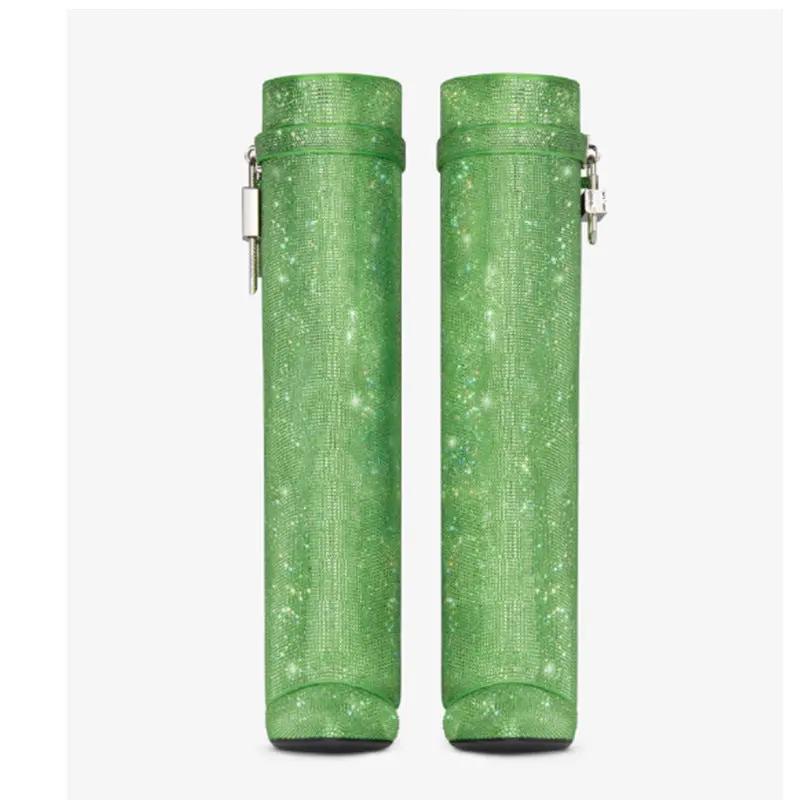 Round Toe Wedge Super High Heel Plus Rhinestone Lock Shark Buckle Knee-high Boots Cjdropshipping