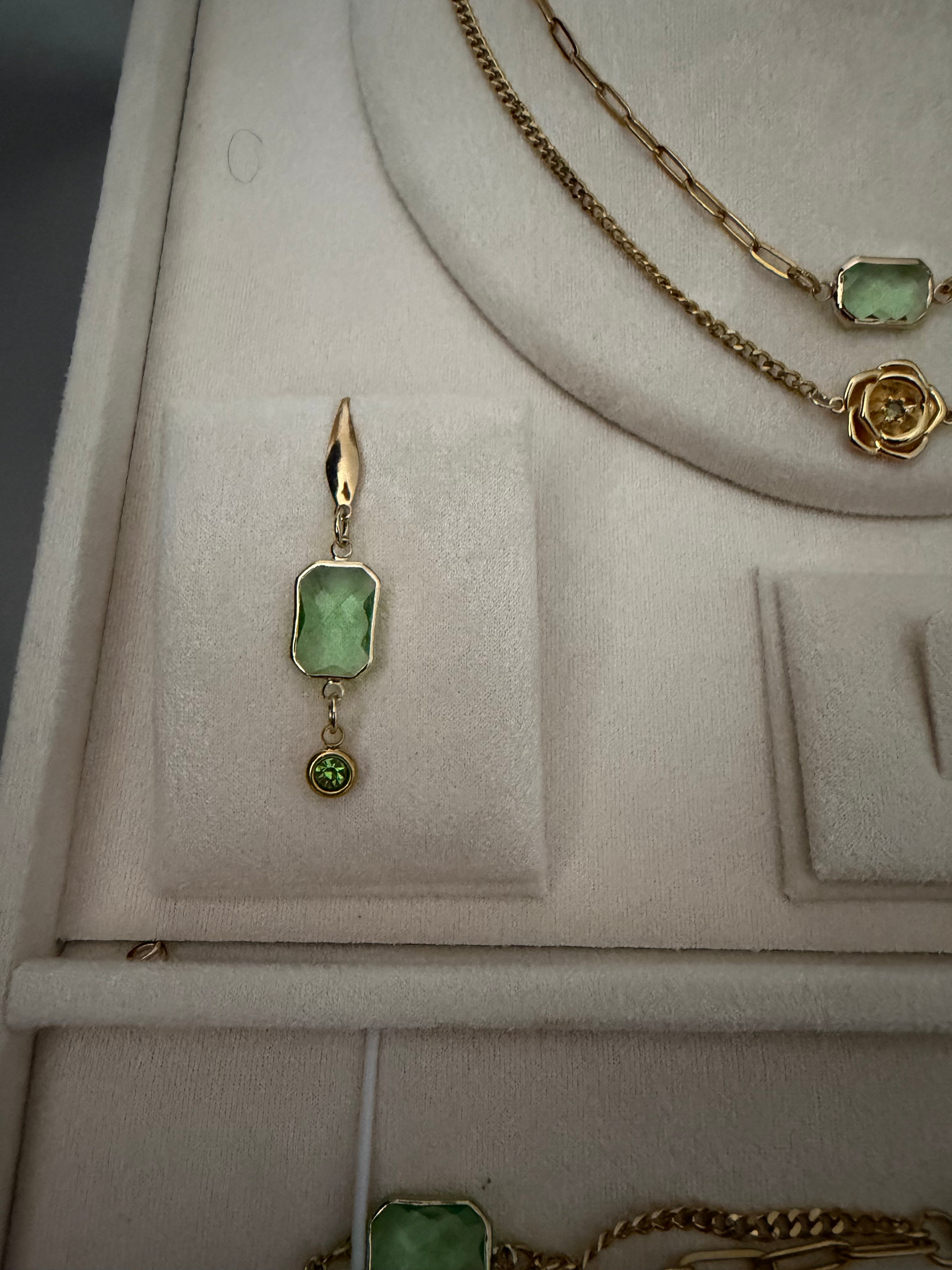 18k Gold PVD Birth Month double layered pendant Necklace, Bracelet and Earrings 3 pce set.