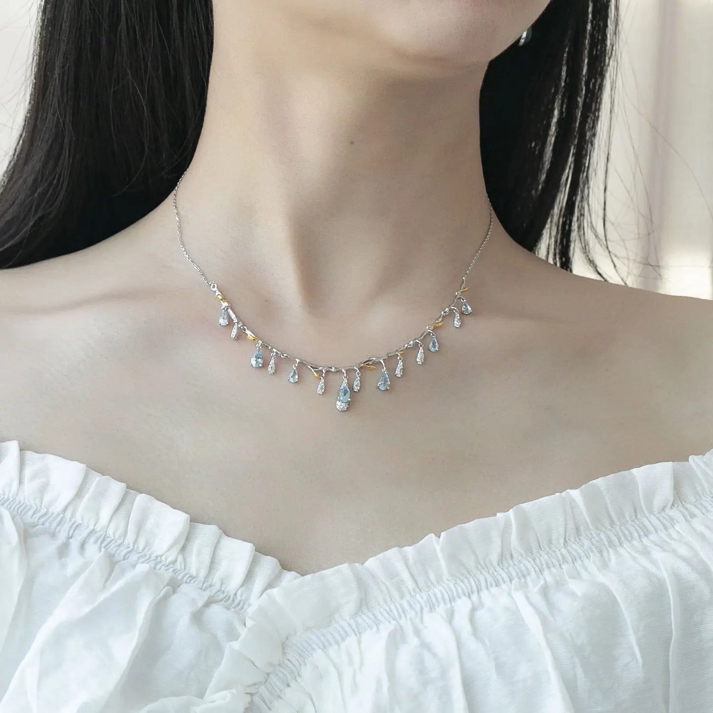 S925 Silver Natural Topaz Necklace - JNi3 shop