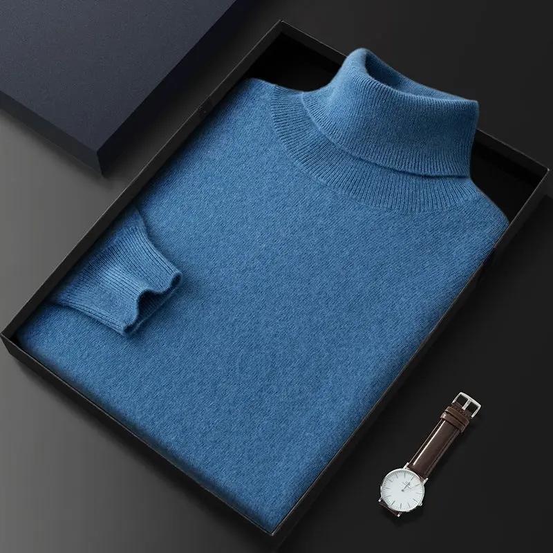 Men's High Lapel Casual Knitted Solid Color Cashmere Sweater null
