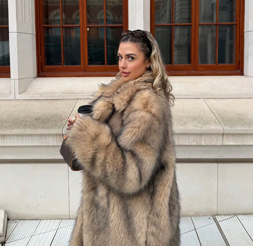 Vintage-Inspired Long Faux Fur Shag Overcoat | Boho Luxury Coat | Shaggy Faux Fur