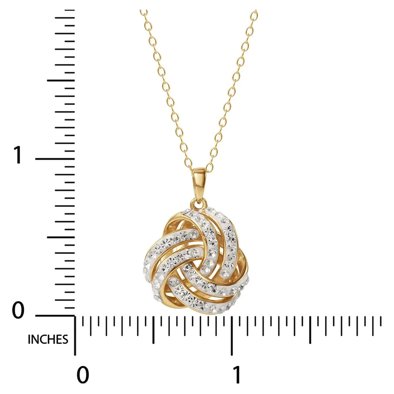 Fine Women'S Love Knot 18K Gold Crystal Pendant and Earring Set