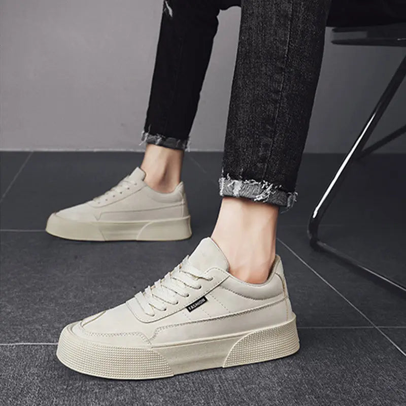 Casual Board Flat Shoes Men Breathable Thick-soled Lace-up Sneakers Cjdropshipping