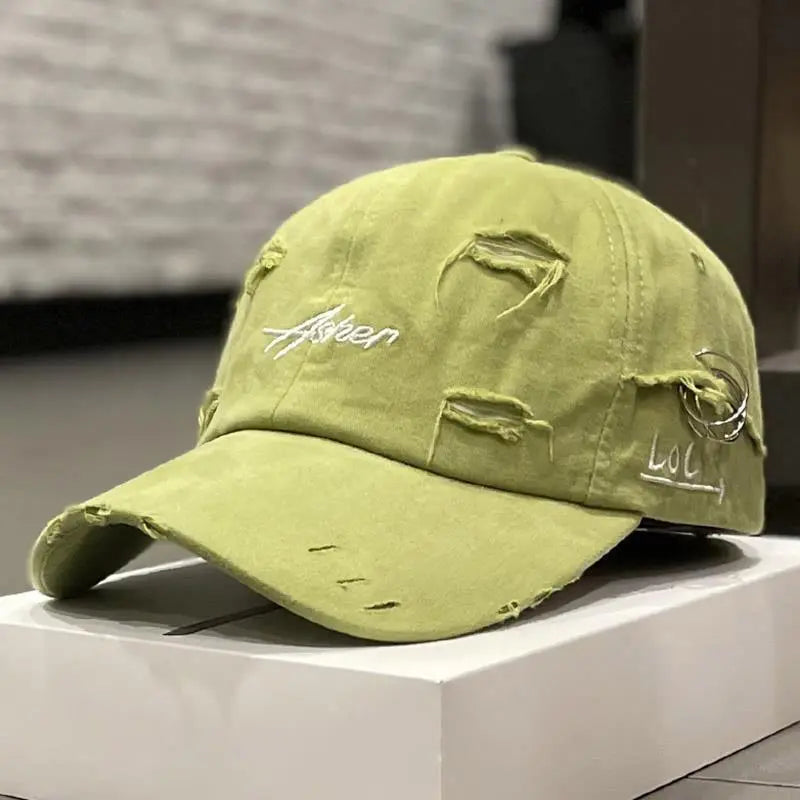 Korean Ins Retro Tattered Jeans Soft Peaked Cap Women Dropshipman
