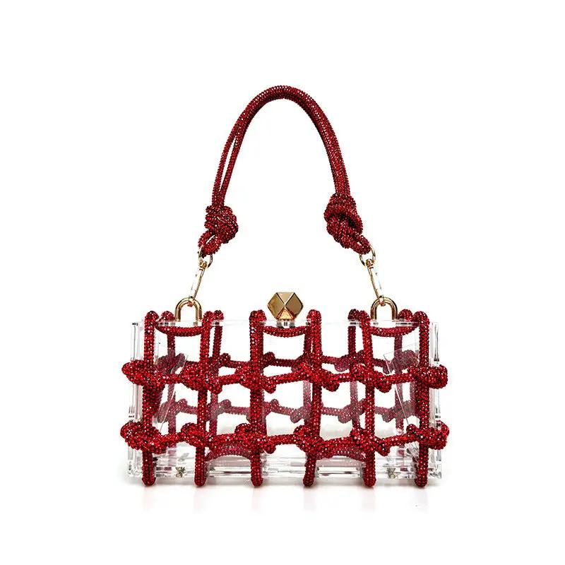 French Sweet Shiny Rhinestone Banquet Small Square Bag Cjdropshipping