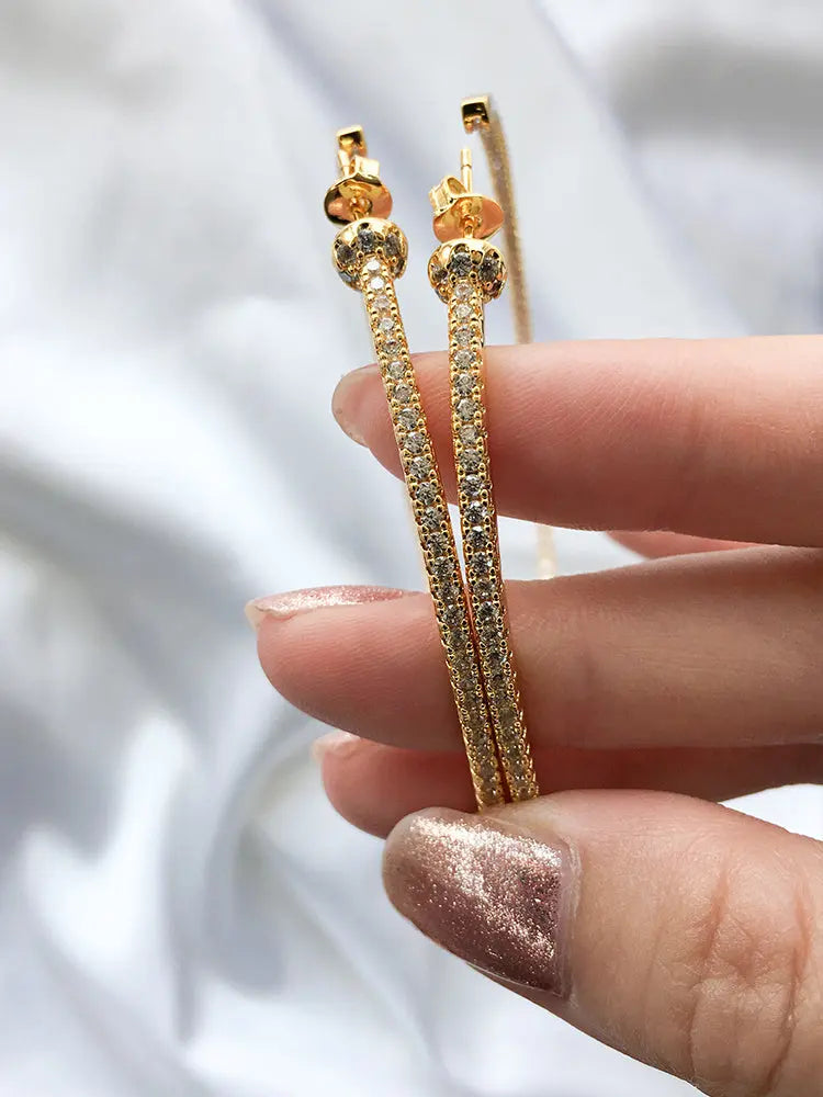 Large Circle Exaggerated Statement Full Diamond Earrings JNi3 shop