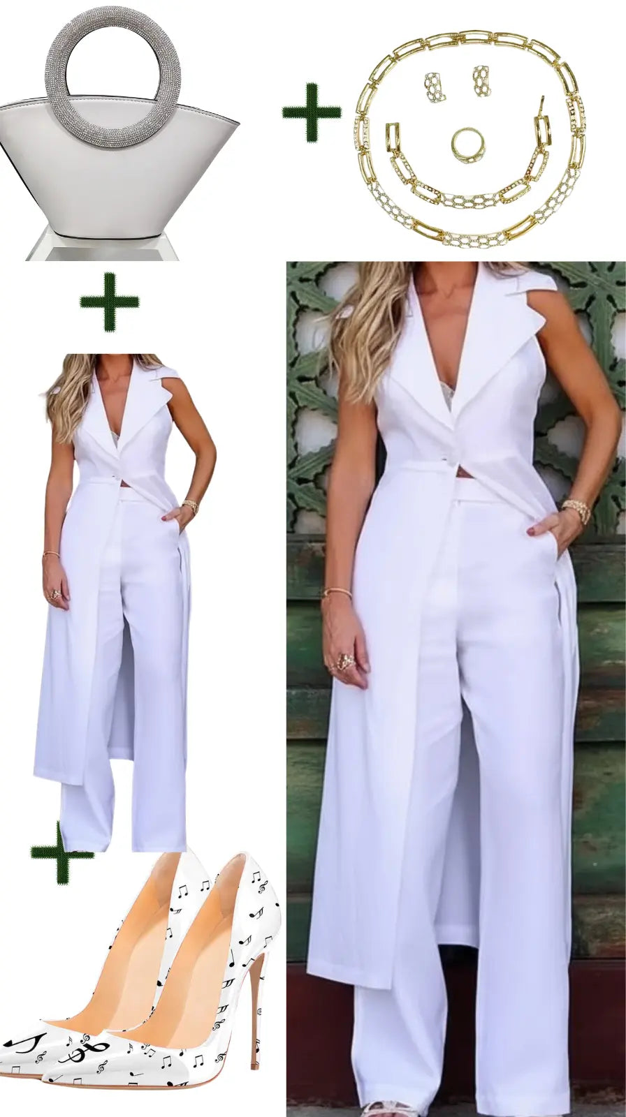 women's white lapel suit and note high heel outfit JNi3 shop