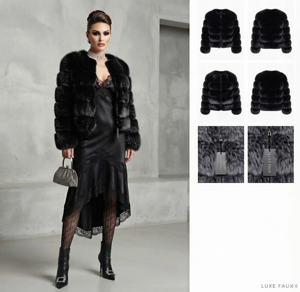 Luxury Genuine Fox Fur Cropped Jacket