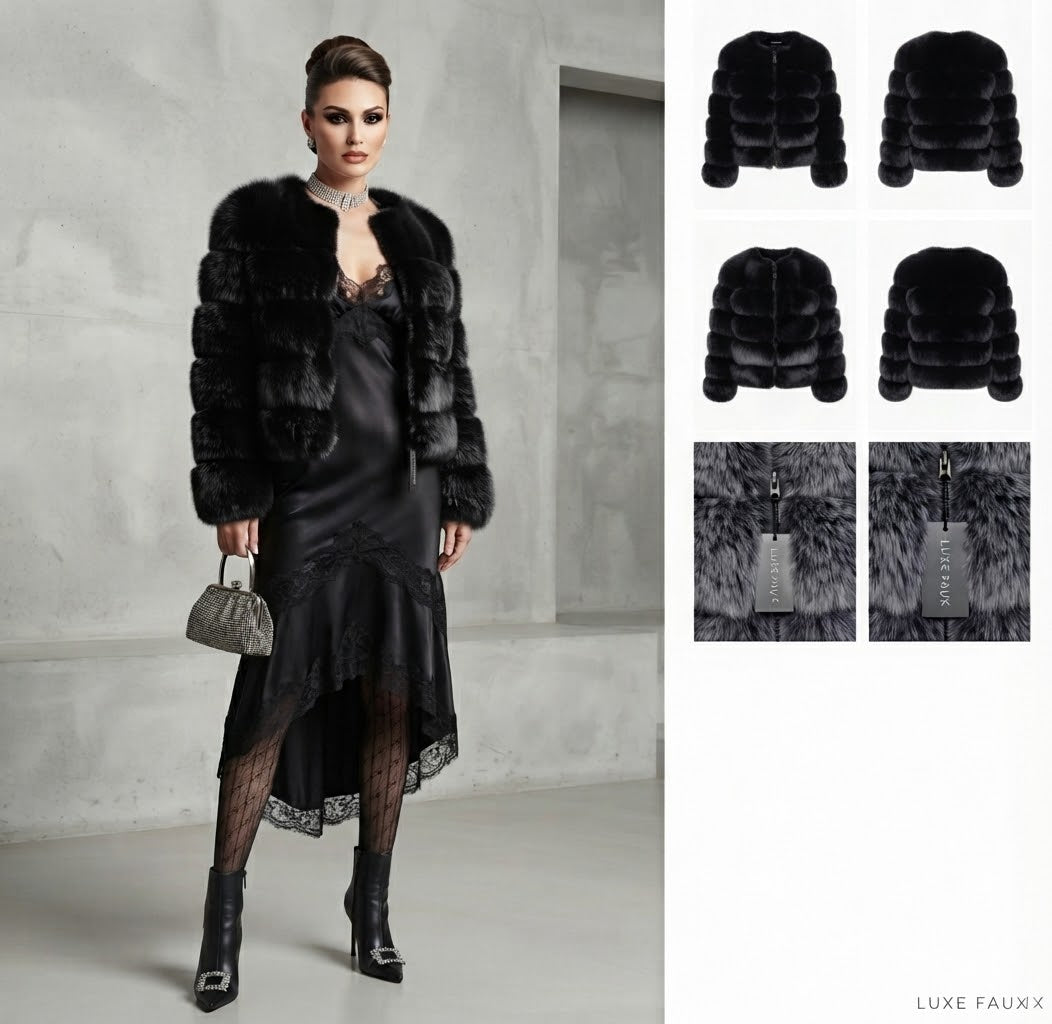 Luxury Genuine Fox Fur Cropped Jacket