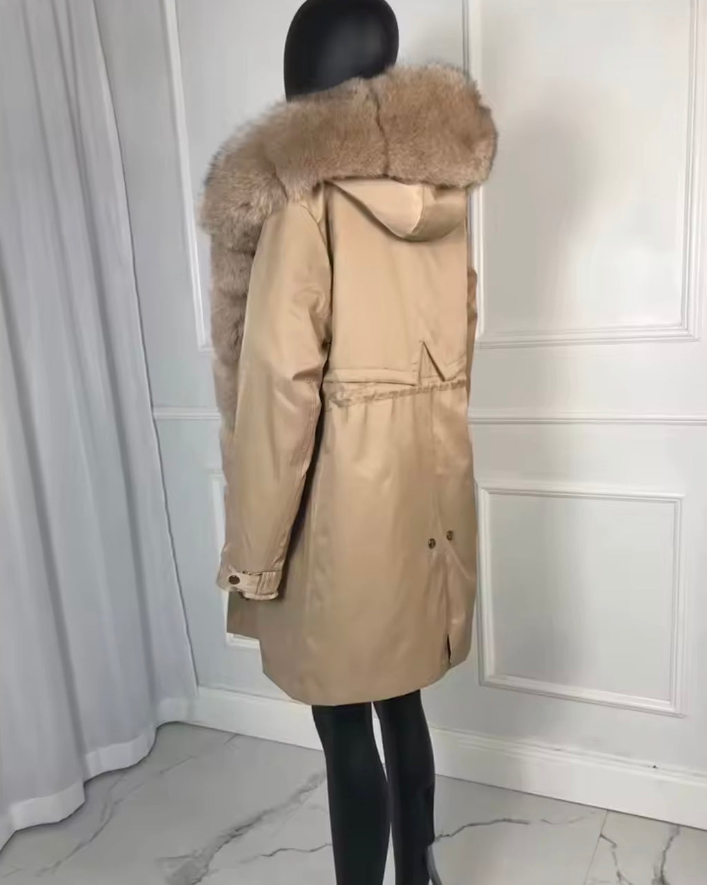 Luxury Real Fox Fur Trim Parka Jacket | Oversized Fur Hood Winter Coat