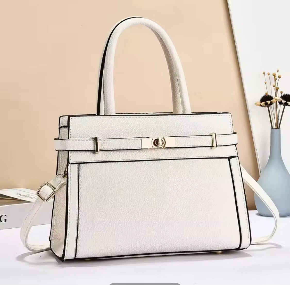 Women’s Luxury Structured Satchel Bag – Designer-Inspired PU Leather Tote with Top Handle & Adjustable Crossbody Strap, Work & Travel Handbag