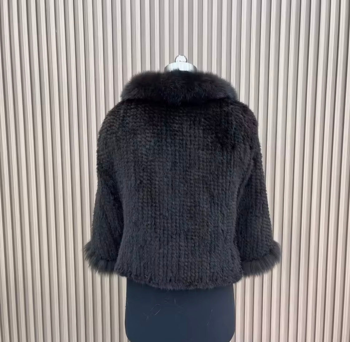 Mink fur ponchos and Hat set|Fox Fur trim