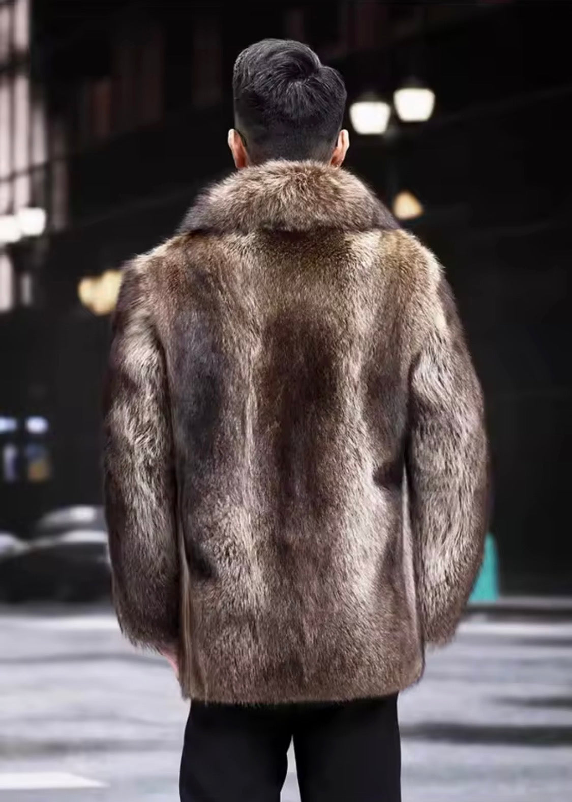 Men’s Faux Fur Coat – Winter Thick Warm Shaggy Overcoat, Vintage Lapel Collar Fluffy Jacket for Cold Weather