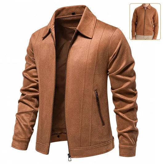 Fashion Lapel Zipper Jacket Autumn And Winter Solid Suede Coat Men's Clothing Outdoor Dropshipman