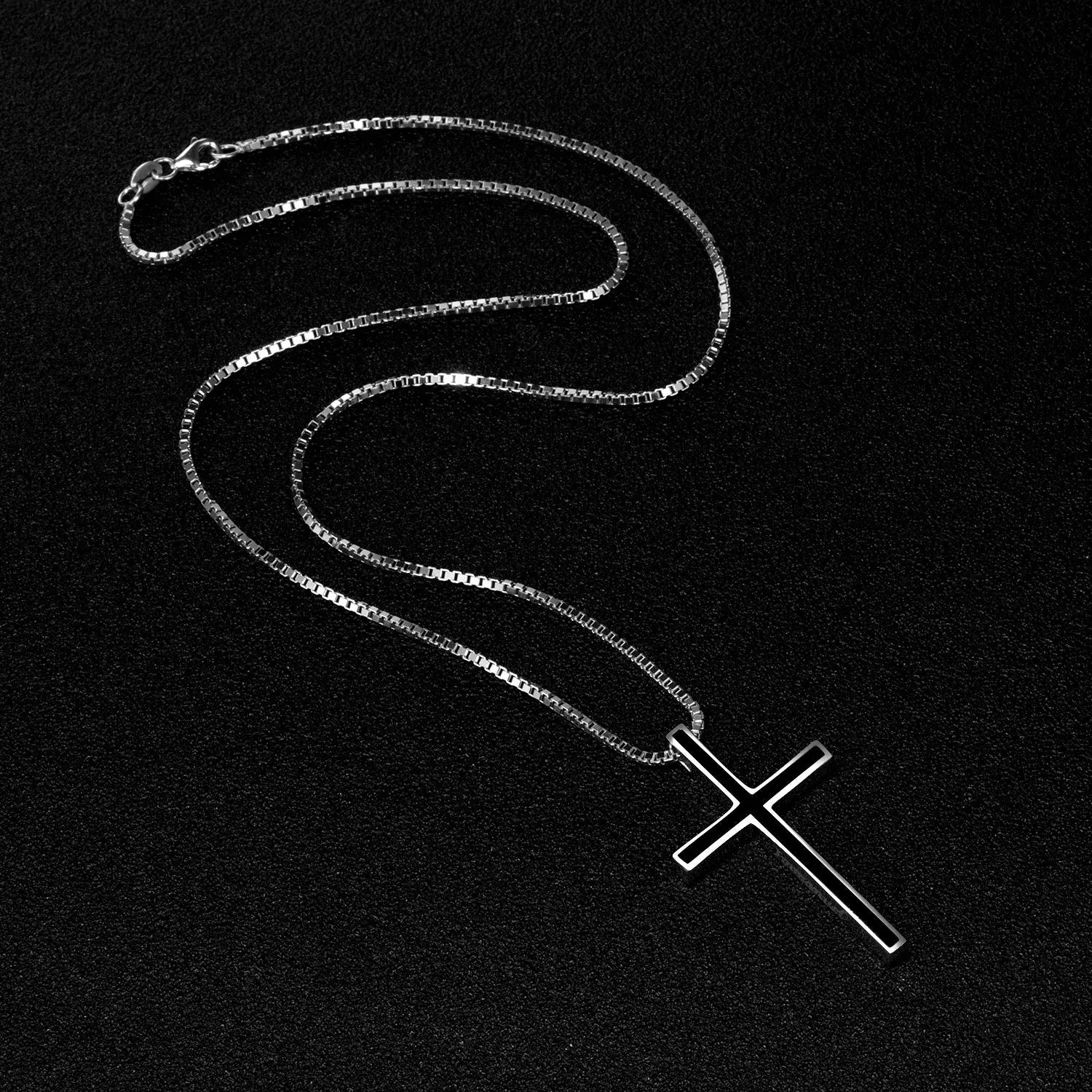 Men's Black Cross Pendant Jewelry 925 Sterling Silver Classic Cross Necklace Cjdropshipping