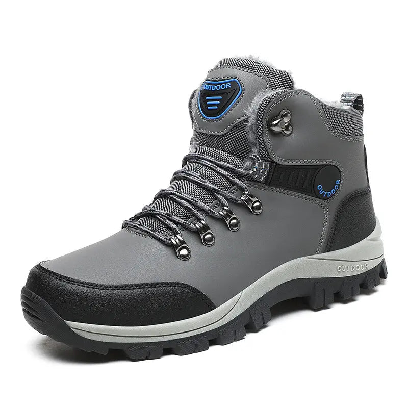 Winter Snow Boots Men Warm Plush Ankle Boots Hiking Lace-up Shoes Dropshipman