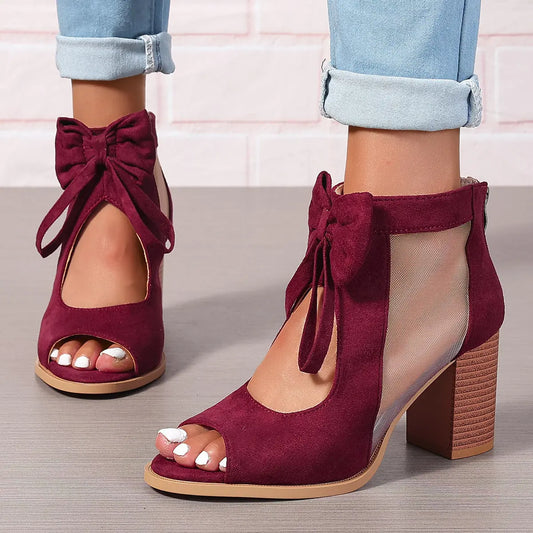 Platform Chunky High Heels Women's Sandals Bow Decoration Open Toe Block Ankle Strap Sandals Cjdropshipping