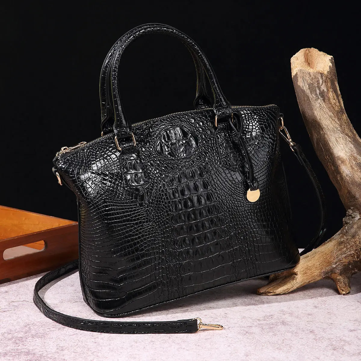 Women's Retro Crocodile Pattern Portable Messenger Bag Cjdropshipping