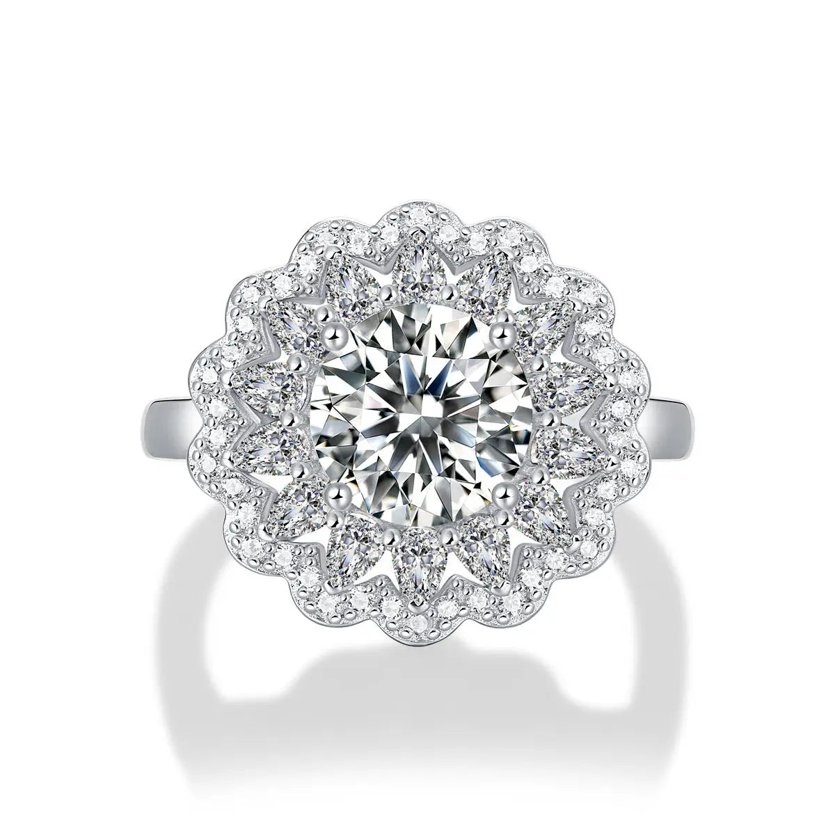 S925 Silver Moissanite Ring Flowers Female New Trendy Ring Adjustable Source Ring In Stock Generation - JNi3 shop