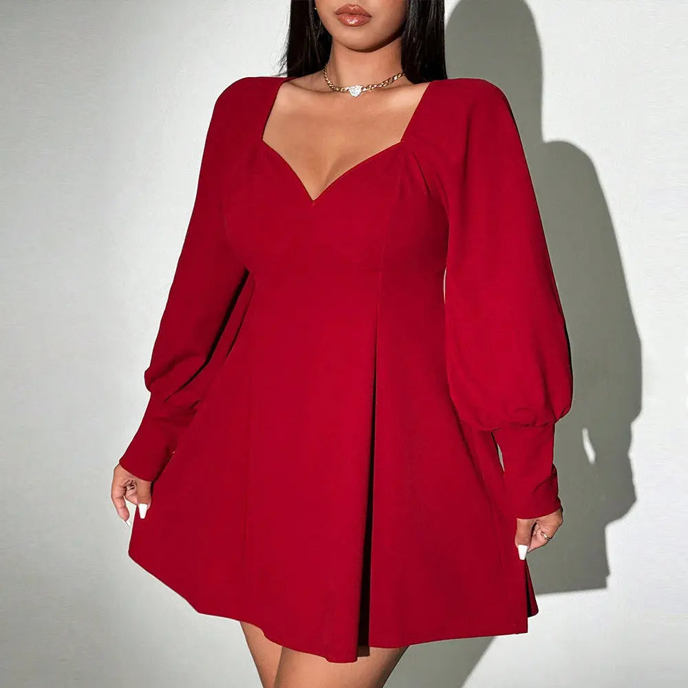 Plus Size Red High Waist Dress Cjdropshipping