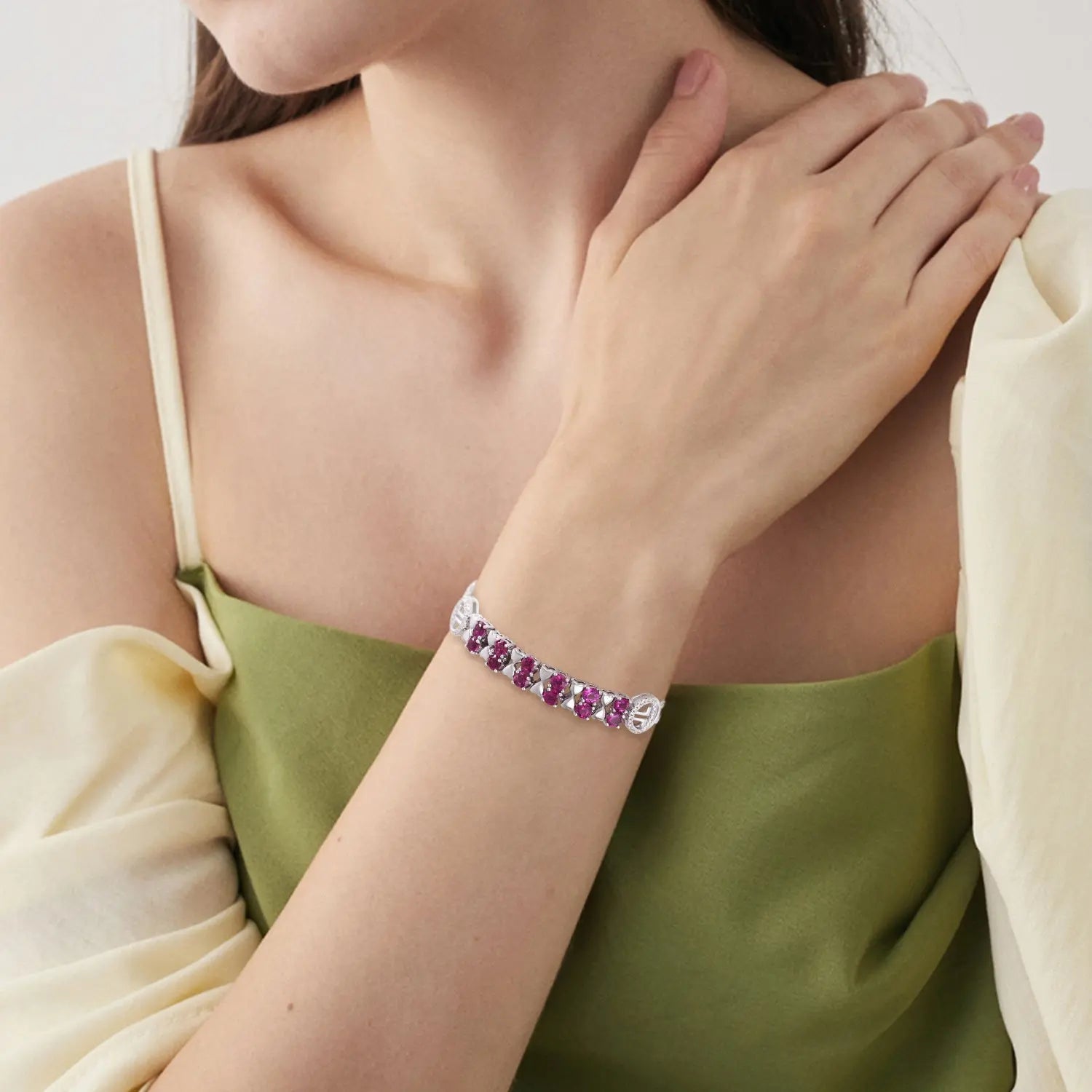 S925 Sterling Silver Purple Garnet Bracelet Women Fashion Zircon Light Luxury Jewelry - JNi3 shop
