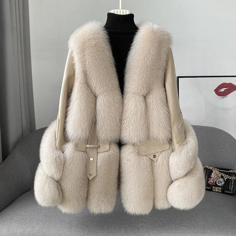 Women’s luxurious fox hair, Roman cotton Fur Coat Cjdropshipping