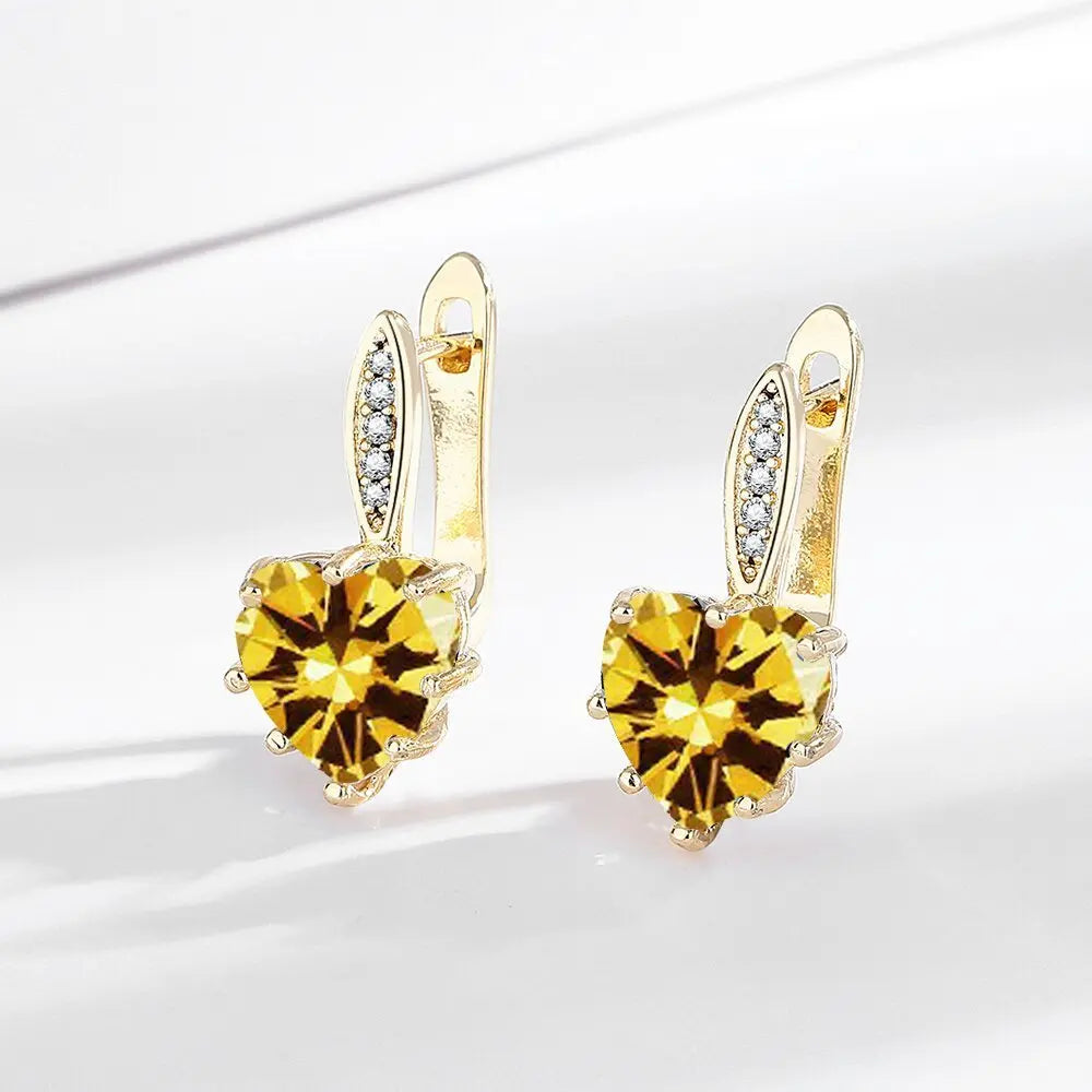 All-matching Fashion Multicolor Heart-shaped Zircon Earrings JNi3 shop