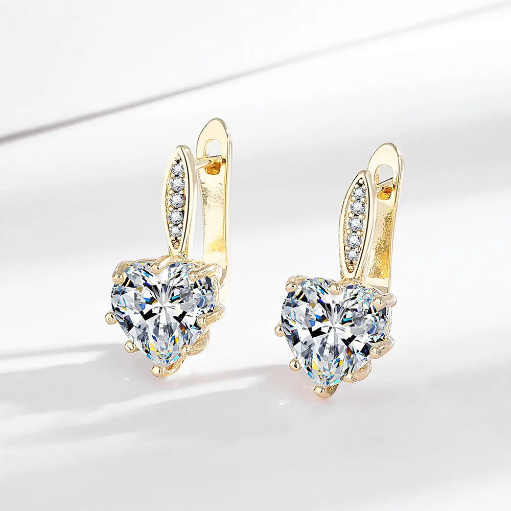 All-matching Fashion Multicolor Heart-shaped Zircon Earrings JNi3 shop