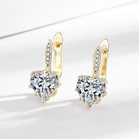 All-matching Fashion Multicolor Heart-shaped Zircon Earrings JNi3 shop
