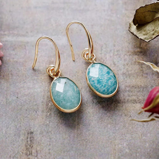 Natural Stone Crystal Geometric Eardrops Ear Hooks Earrings JNi3 shop