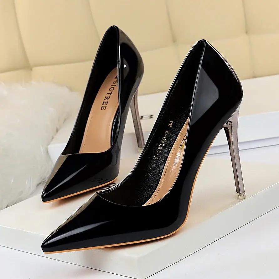Glossy patent leather heels Cjdropshipping