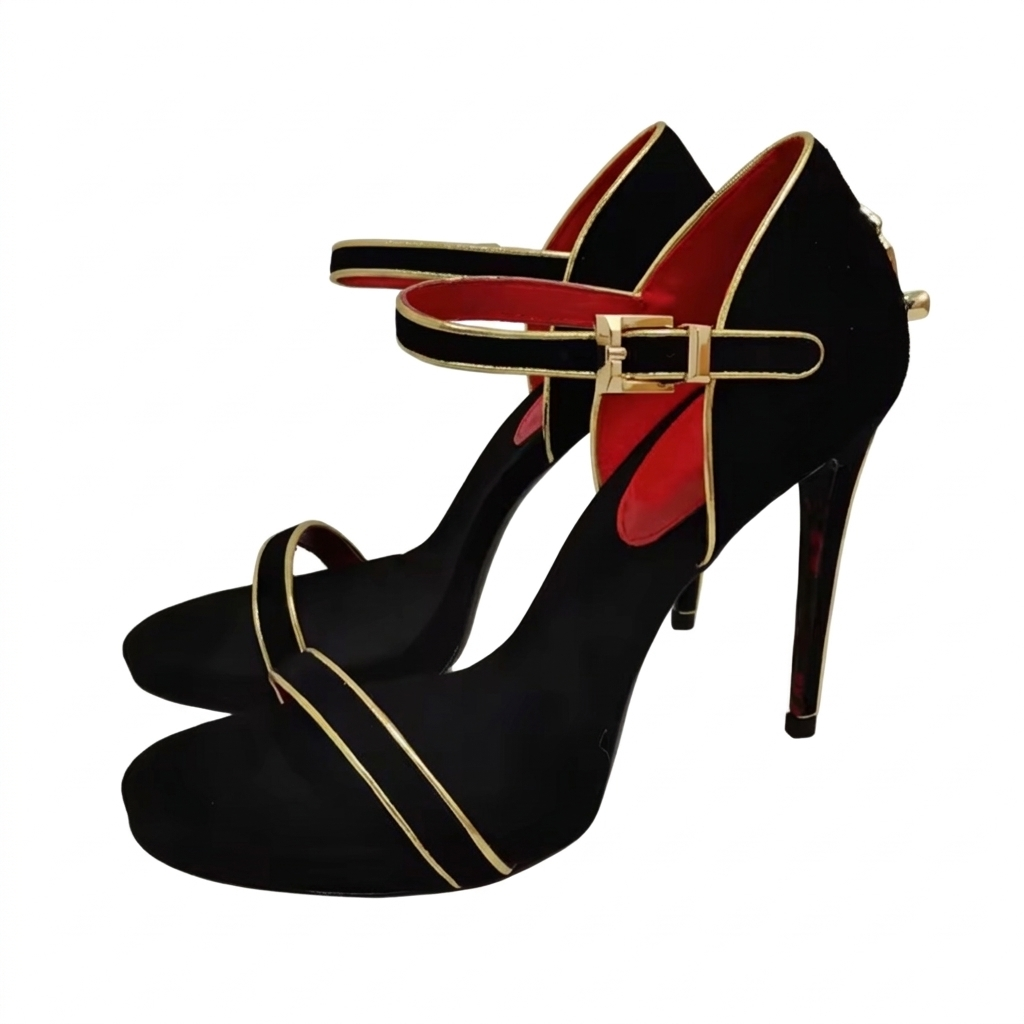 Elegant Dagger-Heel Velvet & Leather Sandals | Luxury Gothic Formal Stilettos