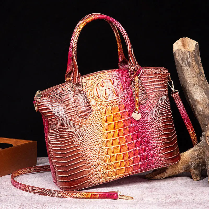 Women's Retro Crocodile Pattern Portable Messenger Bag Cjdropshipping