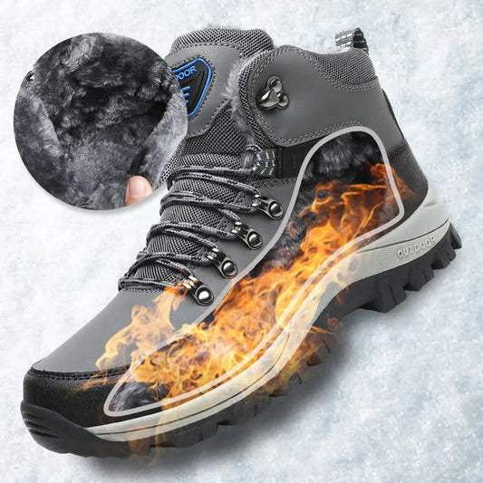Winter Snow Boots Men Warm Plush Ankle Boots Hiking Lace-up Shoes Dropshipman