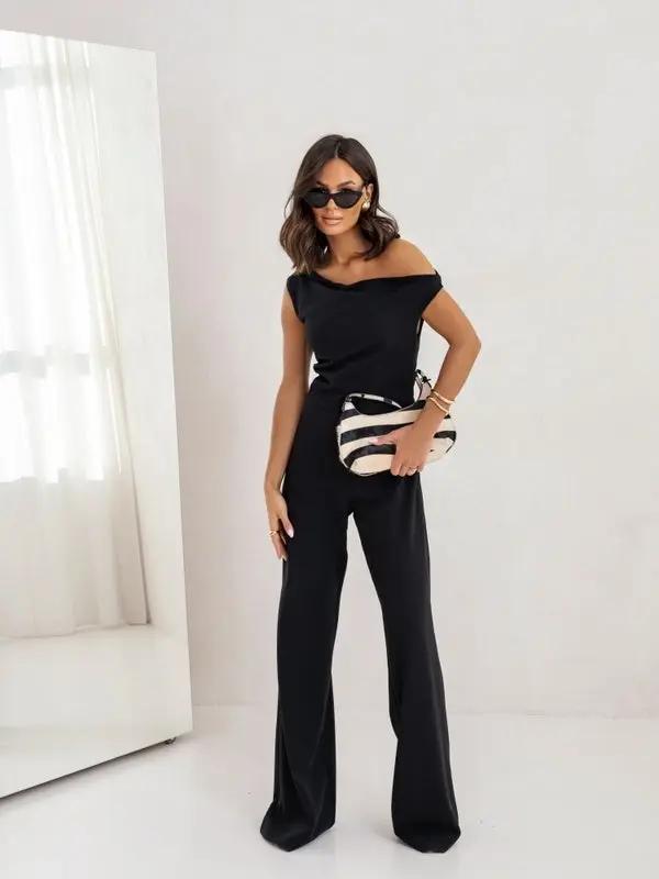 Sexy Jumpsuits For Women Falling Straps Business Rompers Elegant Straight Long Pants Rompers Fastened With A Zipper On The Side. Cjdropshipping